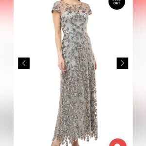 JS Collections Gray Floral Maxi Dress